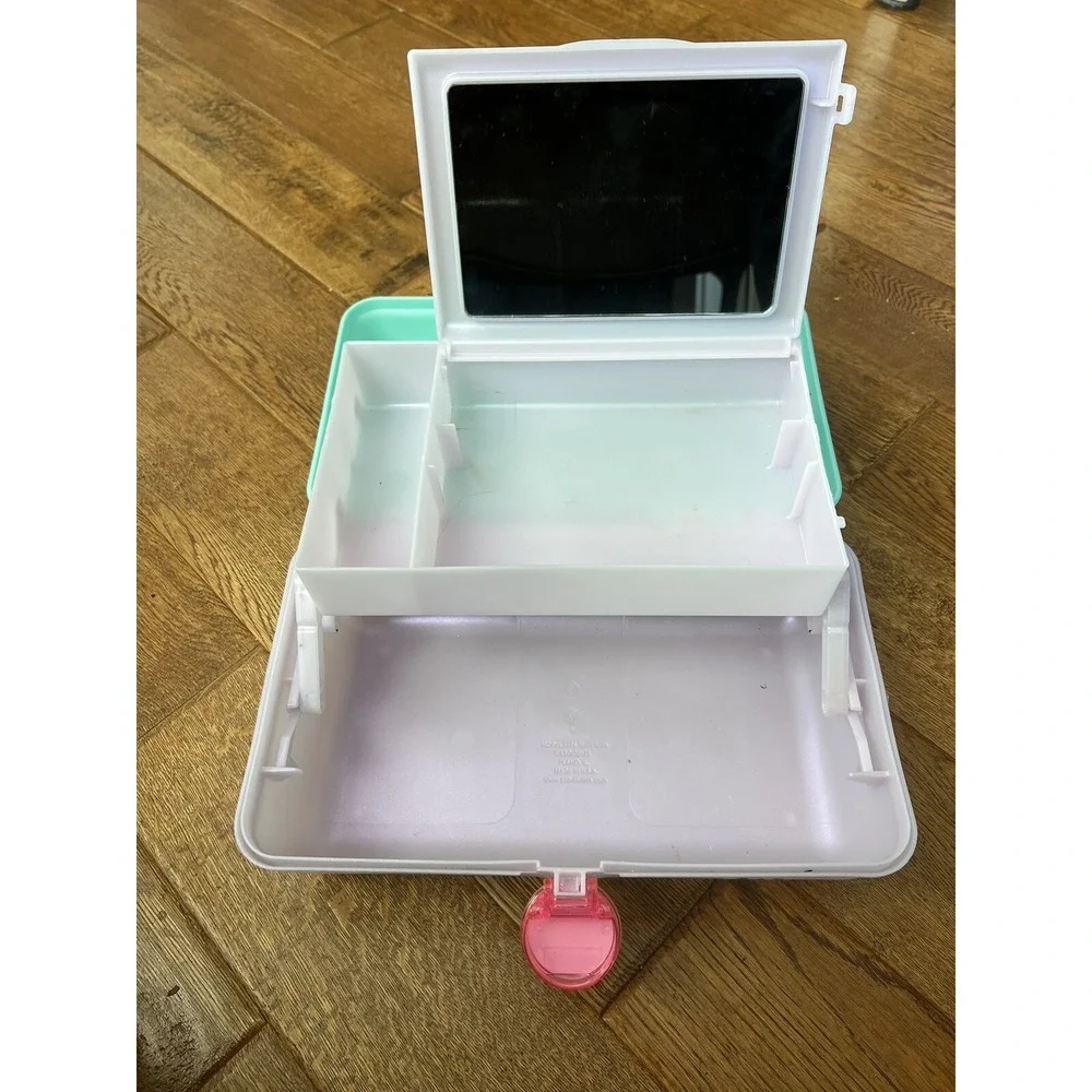 Vintage Caboodles Teal/Pink Makeup Carrying Case Box Model 5626 Mold‎ 4508